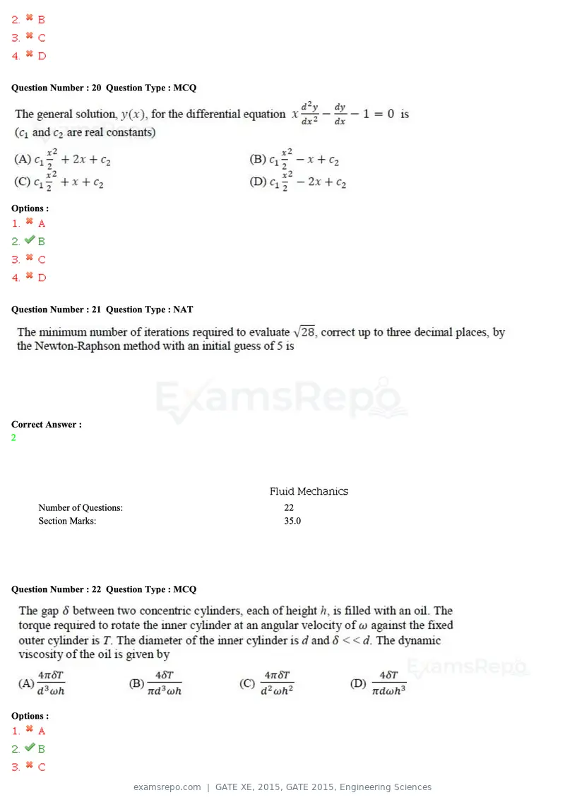 GATE XE 2015 question paper, GATE 2015, Engineering Sciences, page 7 of 50