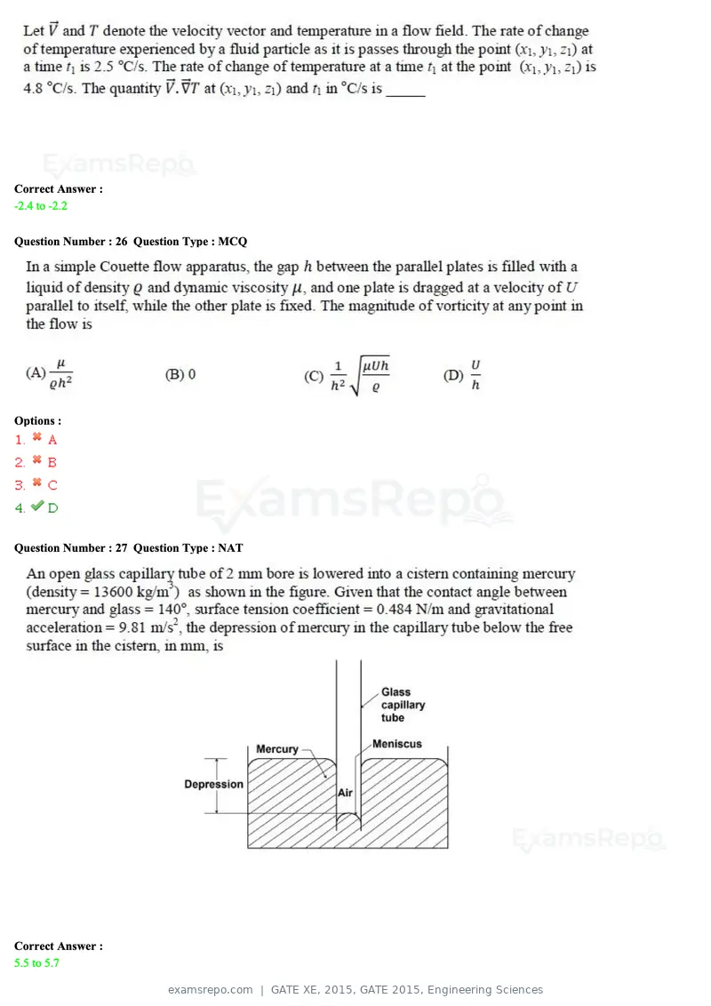 GATE XE 2015 question paper, GATE 2015, Engineering Sciences, page 9 of 50