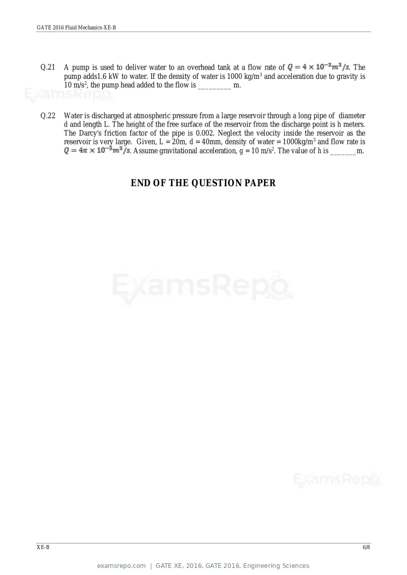 GATE XE 2016 question paper, GATE 2016, Engineering Sciences, page 11 of 38