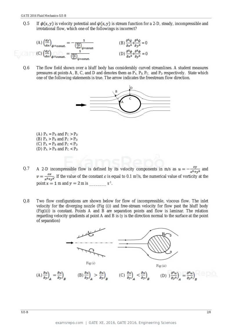 GATE XE 2016 question paper, GATE 2016, Engineering Sciences, page 7 of 38