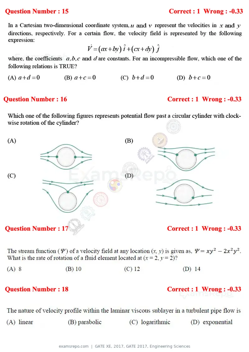 GATE XE 2017 question paper, GATE 2017, Engineering Sciences, page 10 of 98