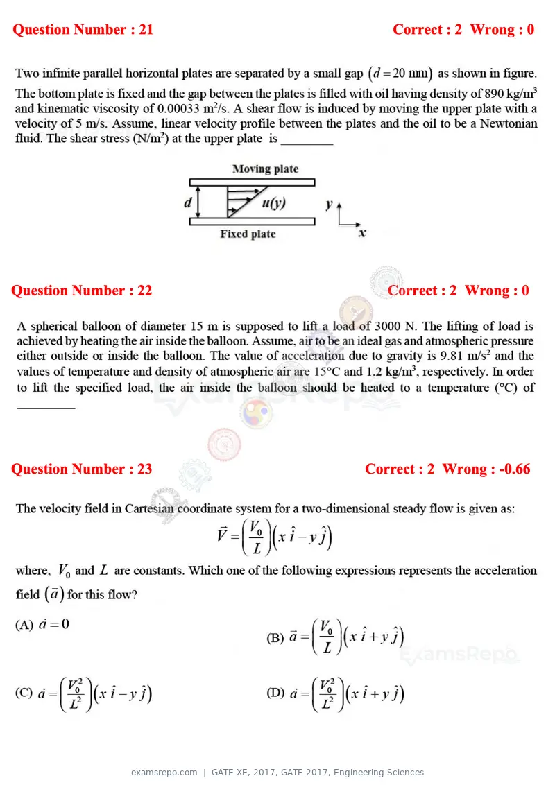GATE XE 2017 question paper, GATE 2017, Engineering Sciences, page 12 of 98