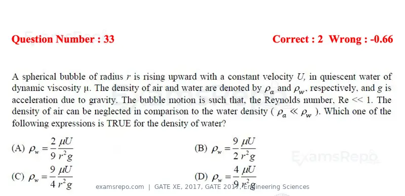 GATE XE 2017 question paper, GATE 2017, Engineering Sciences, page 16 of 98