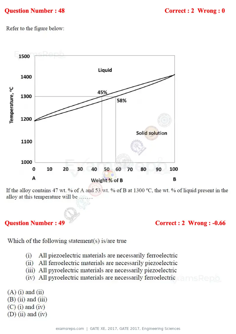 GATE XE 2017 question paper, GATE 2017, Engineering Sciences, page 26 of 98