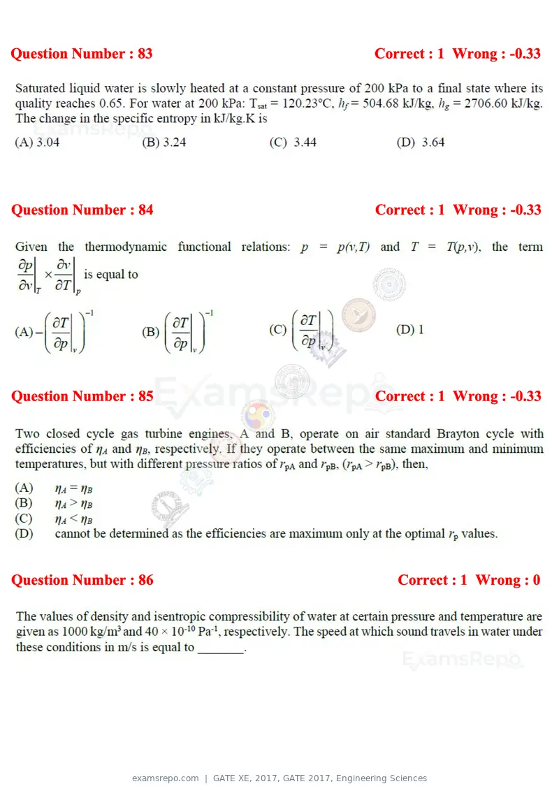 GATE XE 2017 question paper, GATE 2017, Engineering Sciences, page 53 of 98