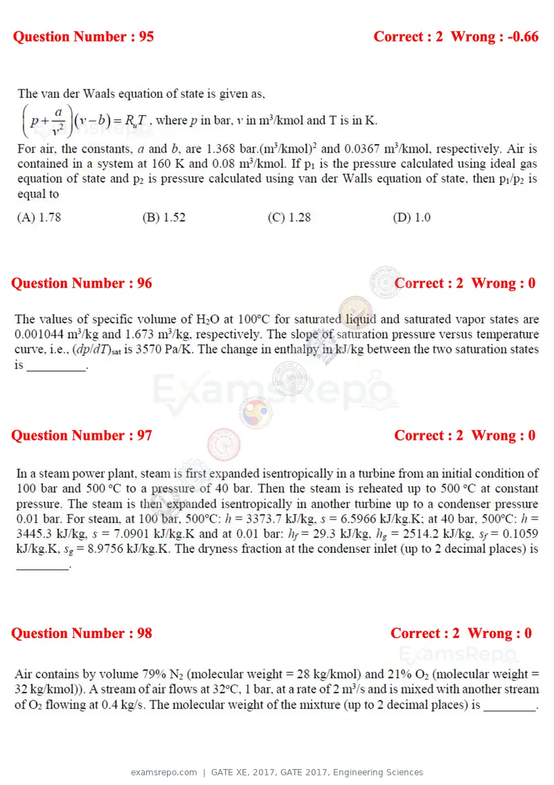 GATE XE 2017 question paper, GATE 2017, Engineering Sciences, page 56 of 98