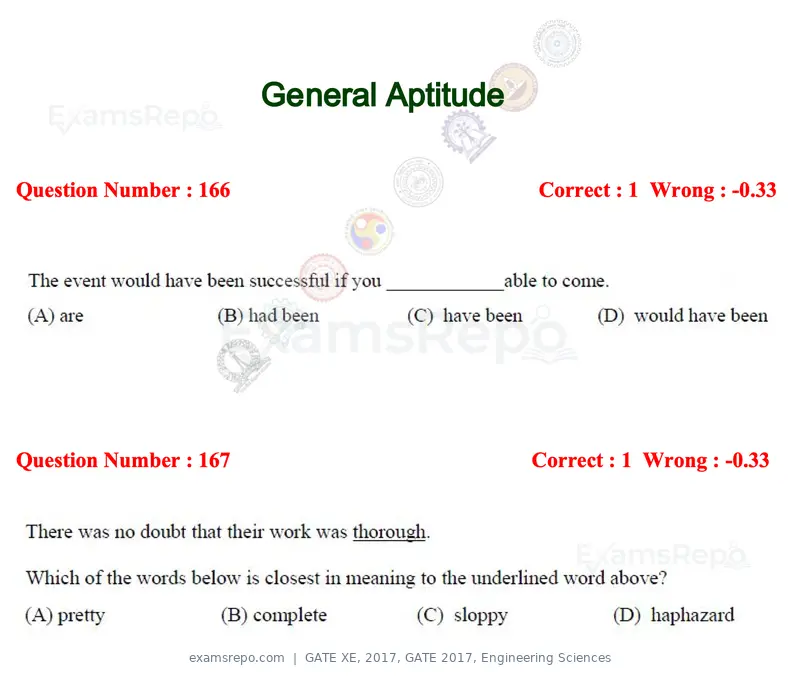 GATE XE 2017 question paper, GATE 2017, Engineering Sciences, page 58 of 98