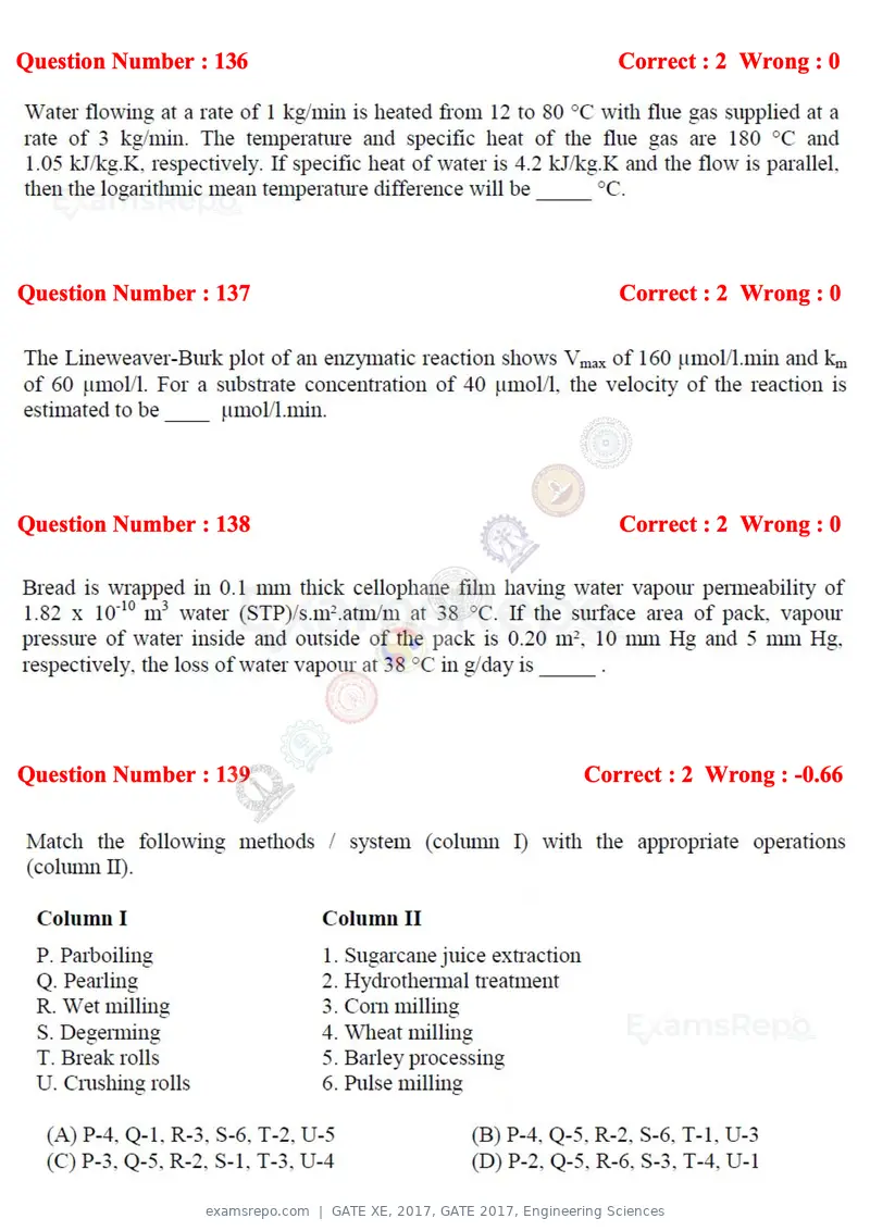GATE XE 2017 question paper, GATE 2017, Engineering Sciences, page 78 of 98