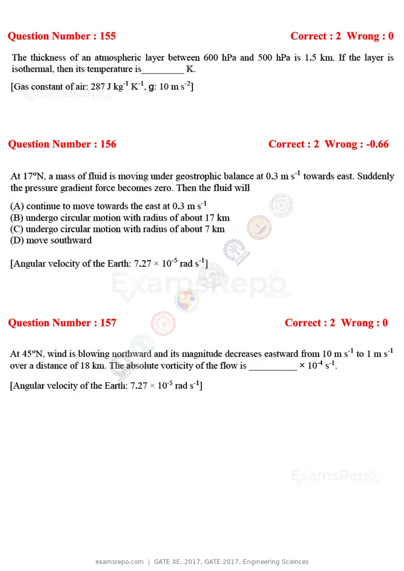 GATE XE 2017 question paper, GATE 2017, Engineering Sciences, page 87 of 98