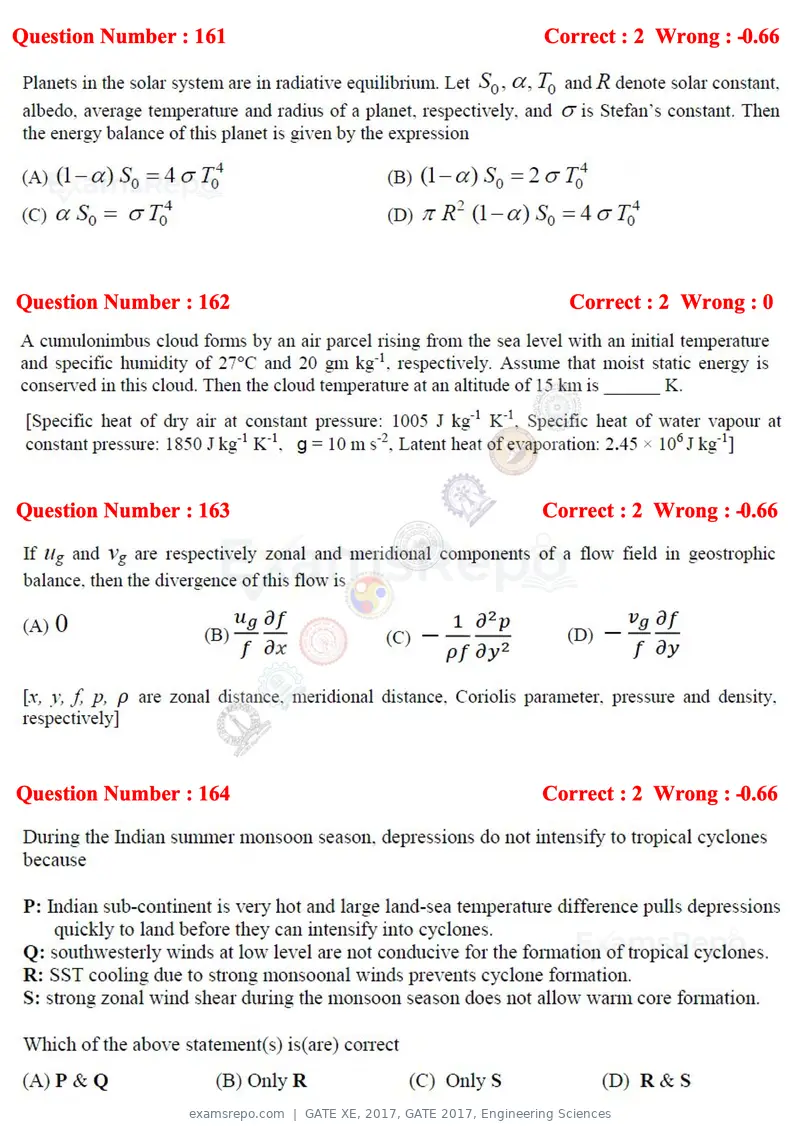 GATE XE 2017 question paper, GATE 2017, Engineering Sciences, page 89 of 98