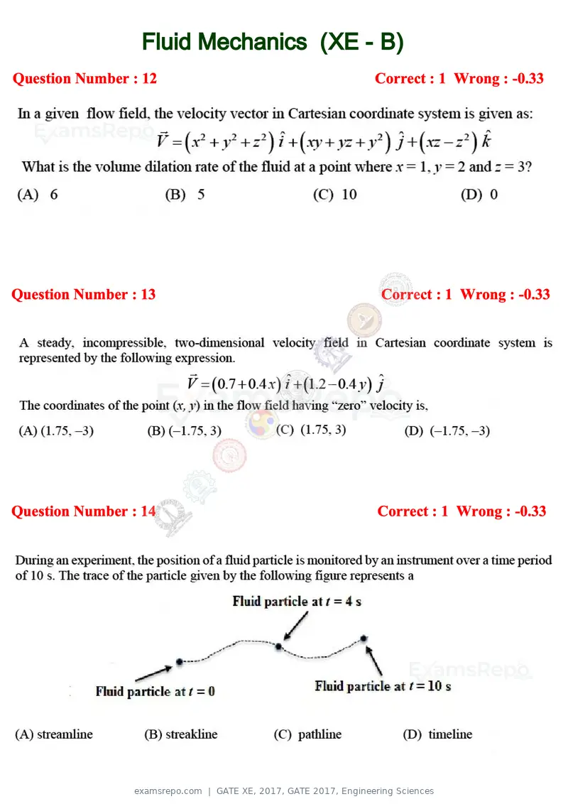GATE XE 2017 question paper, GATE 2017, Engineering Sciences, page 9 of 98