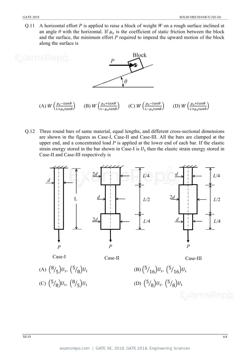 GATE XE 2018 question paper, GATE 2018, Engineering Sciences, page 17 of 48