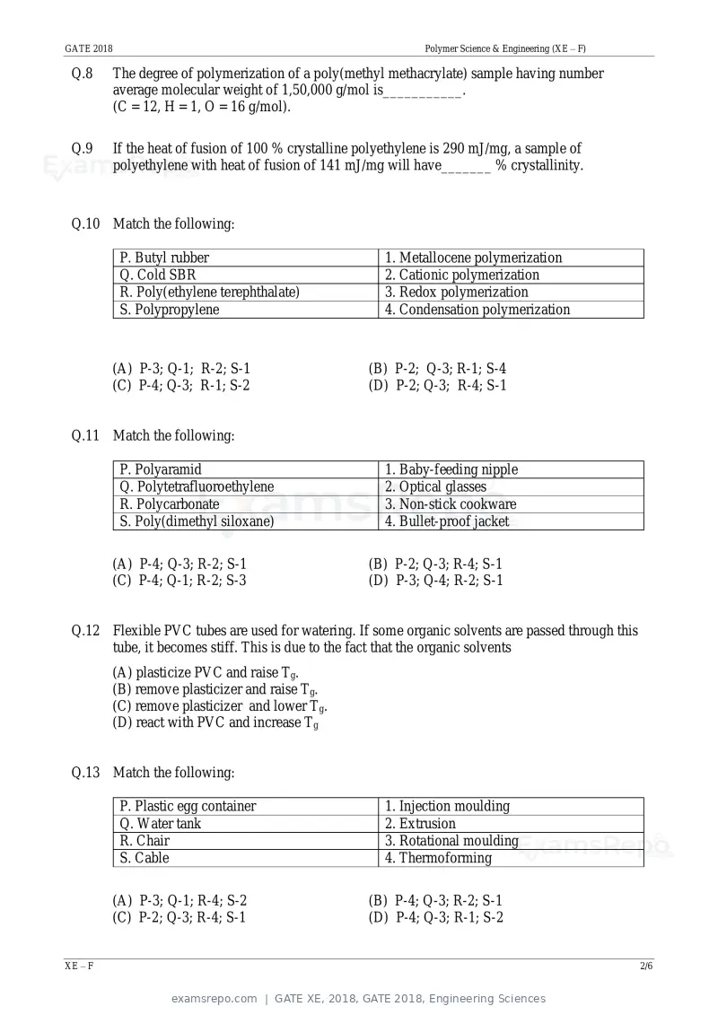 GATE XE 2018 question paper, GATE 2018, Engineering Sciences, page 27 of 48
