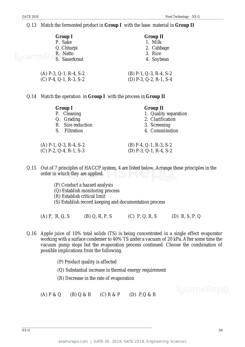 GATE XE 2018 question paper, GATE 2018, Engineering Sciences, page 34 of 48