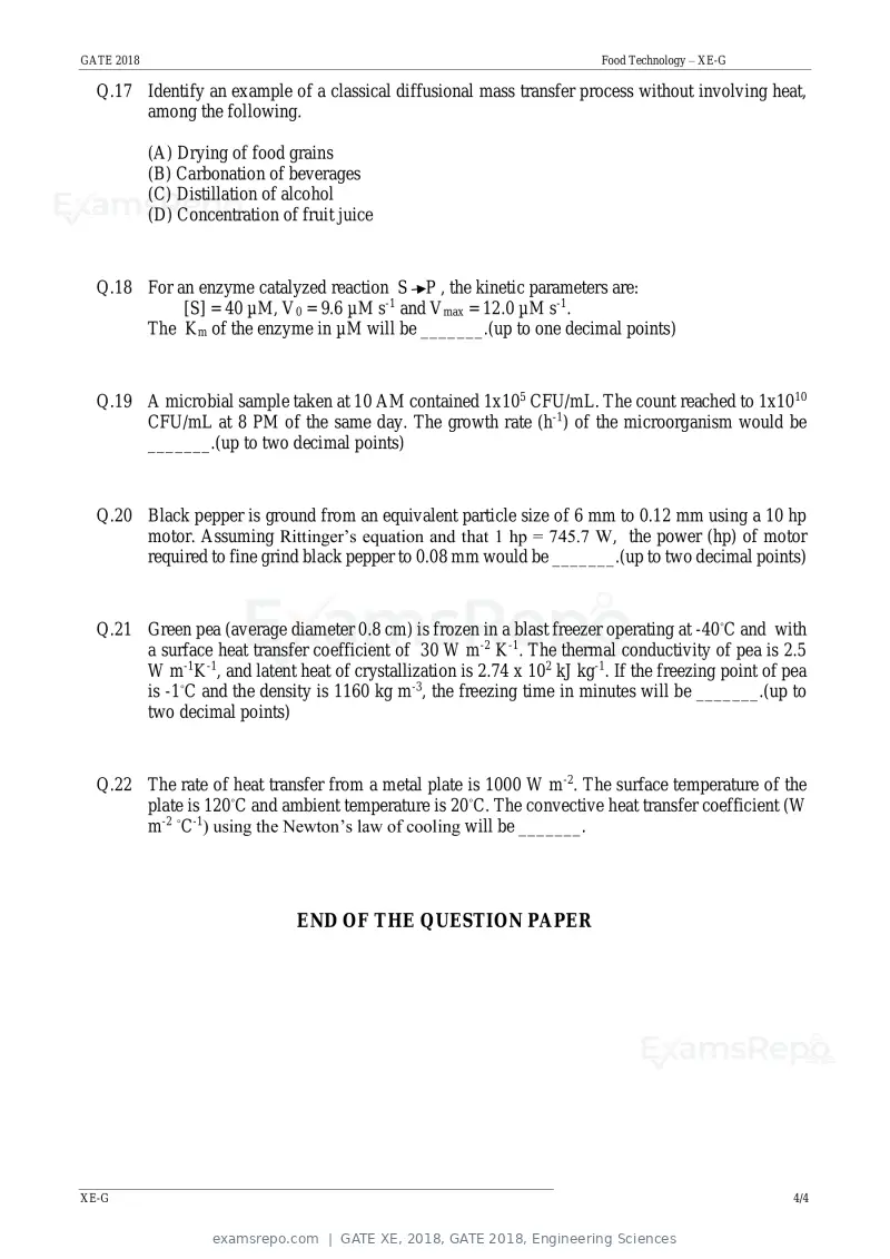GATE XE 2018 question paper, GATE 2018, Engineering Sciences, page 35 of 48