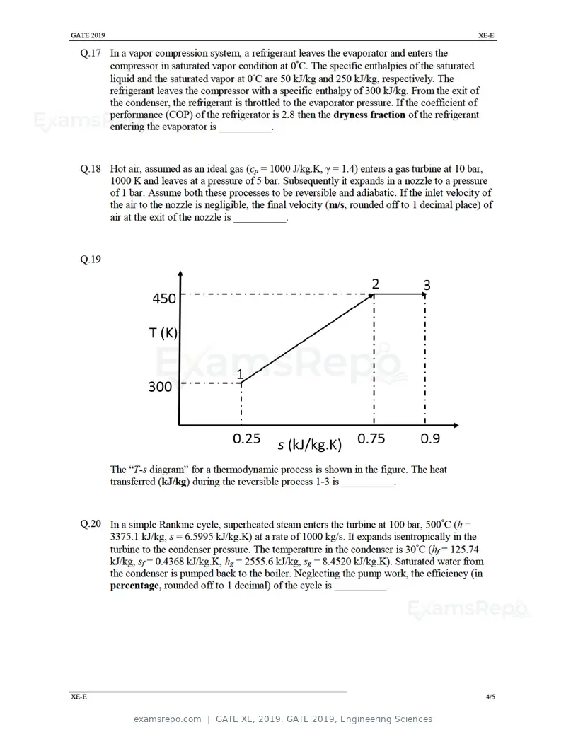 GATE XE 2019 question paper, GATE 2019, Engineering Sciences, page 26 of 48