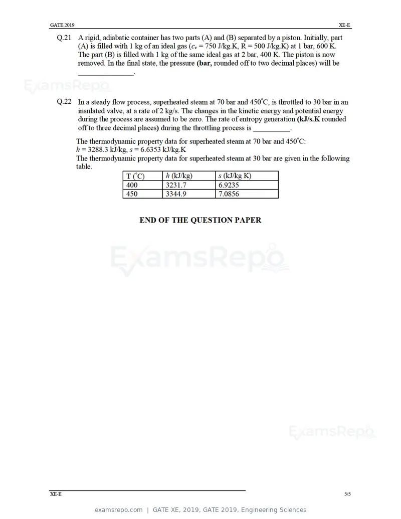 GATE XE 2019 question paper, GATE 2019, Engineering Sciences, page 27 of 48