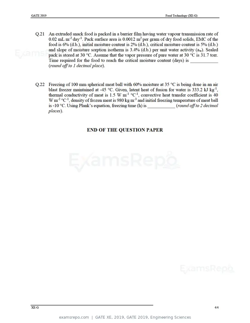 GATE XE 2019 question paper, GATE 2019, Engineering Sciences, page 35 of 48