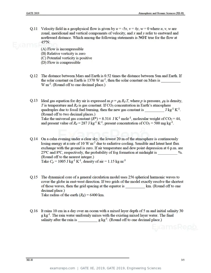 GATE XE 2019 question paper, GATE 2019, Engineering Sciences, page 38 of 48