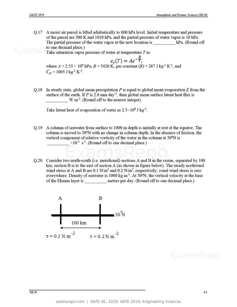 GATE XE 2019 question paper, GATE 2019, Engineering Sciences, page 39 of 48