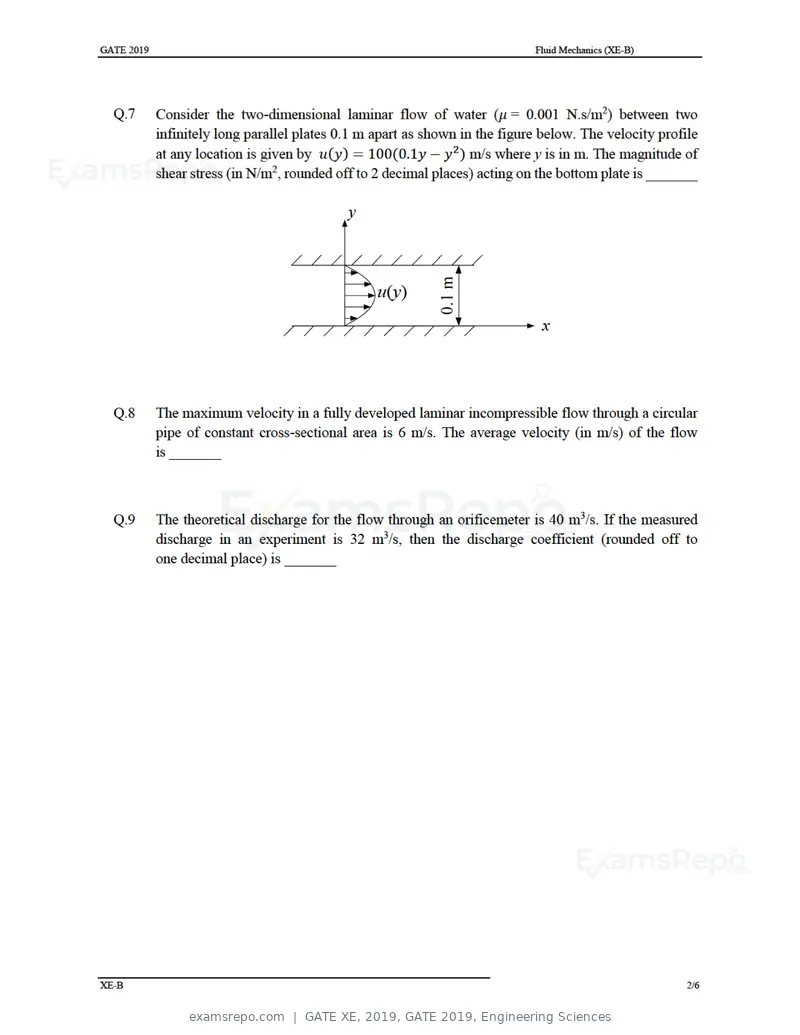 GATE XE 2019 question paper, GATE 2019, Engineering Sciences, page 7 of 48