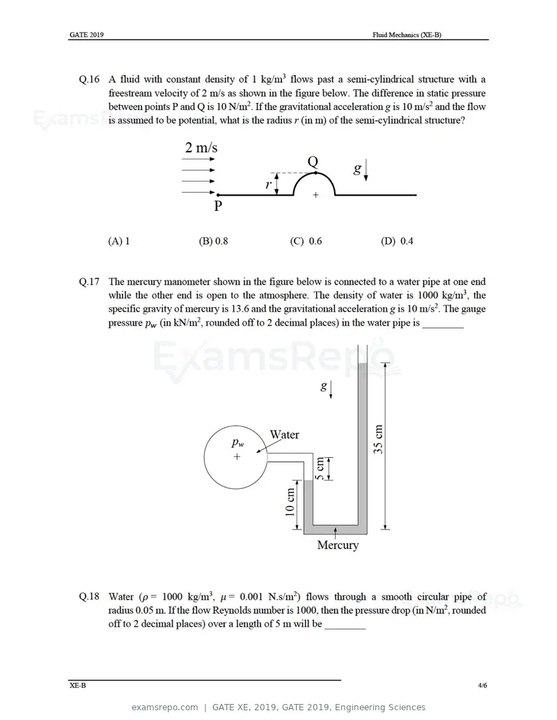 GATE XE 2019 question paper, GATE 2019, Engineering Sciences, page 9 of 48