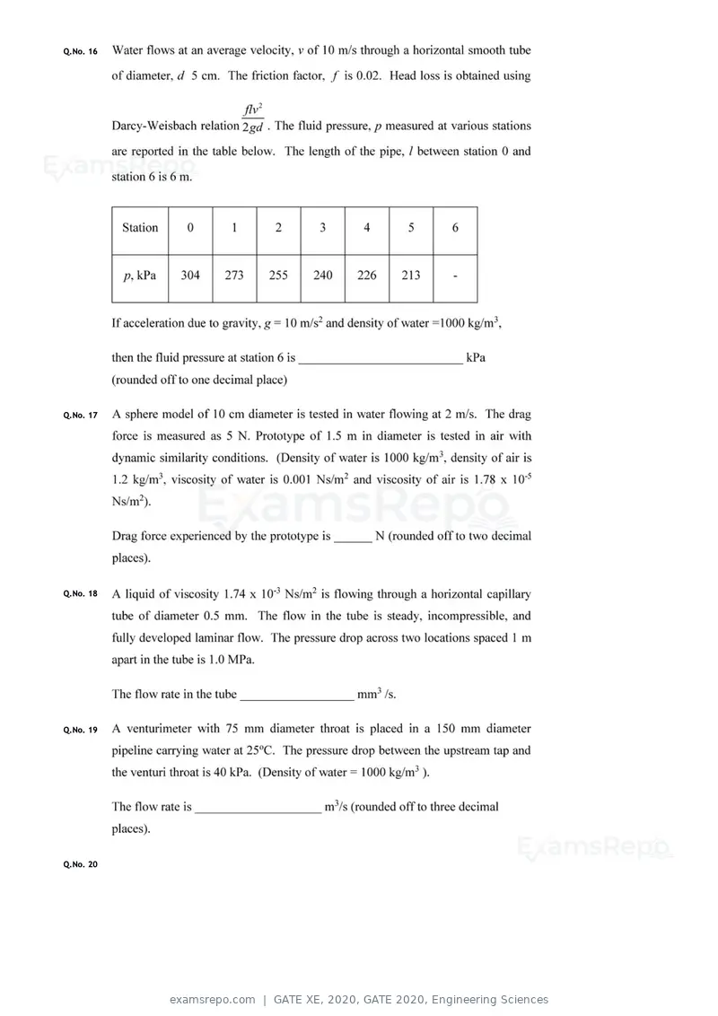 GATE XE 2020 question paper, GATE 2020, Engineering Sciences, page 10 of 45