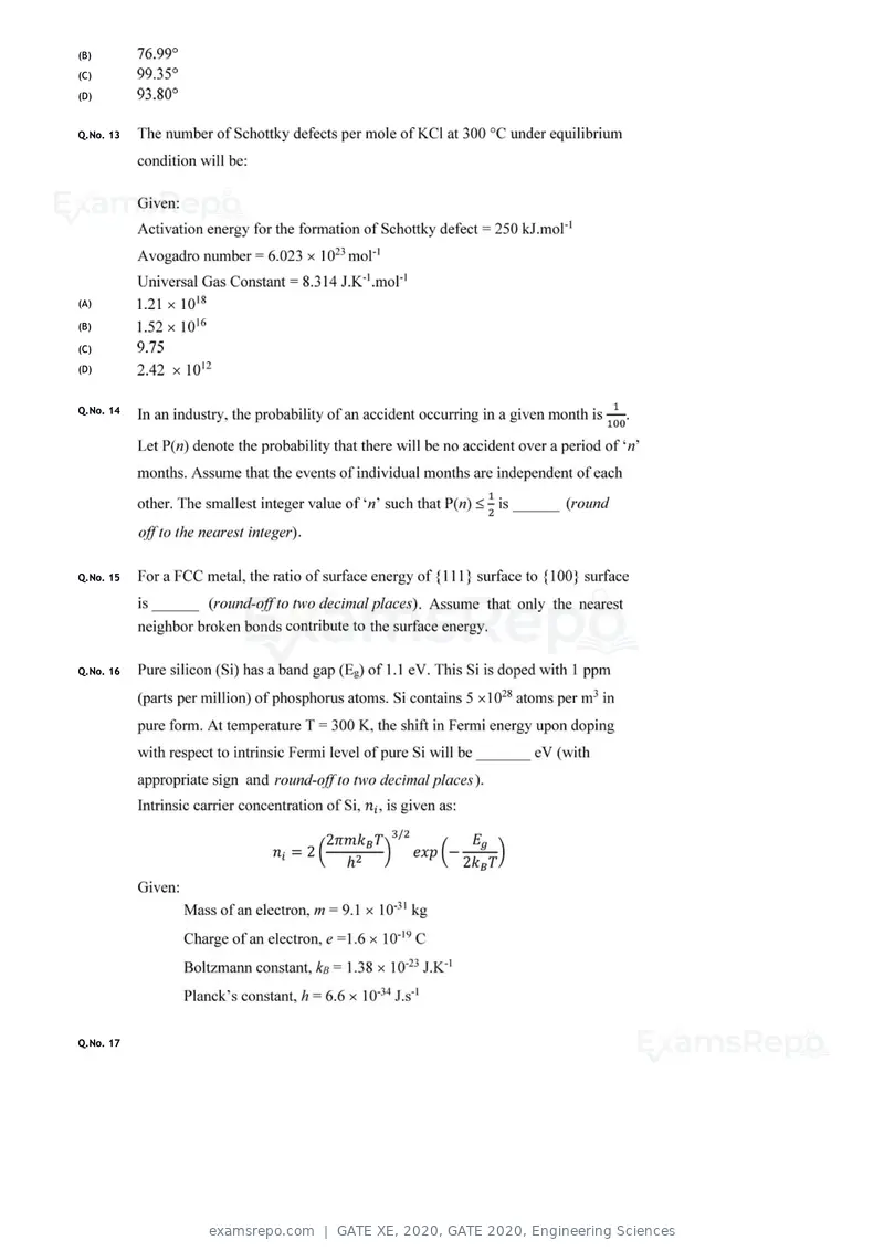 GATE XE 2020 question paper, GATE 2020, Engineering Sciences, page 17 of 45