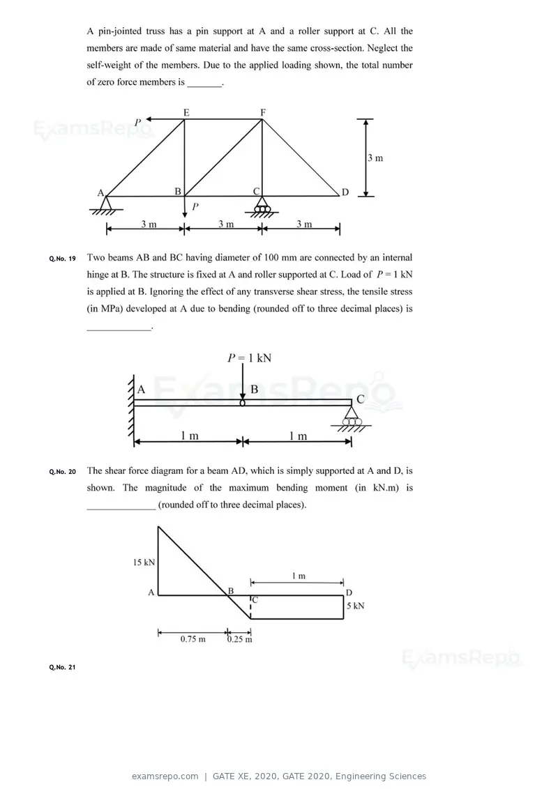 GATE XE 2020 question paper, GATE 2020, Engineering Sciences, page 25 of 45