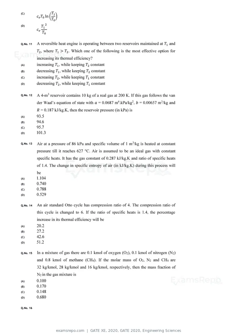 GATE XE 2020 question paper, GATE 2020, Engineering Sciences, page 28 of 45