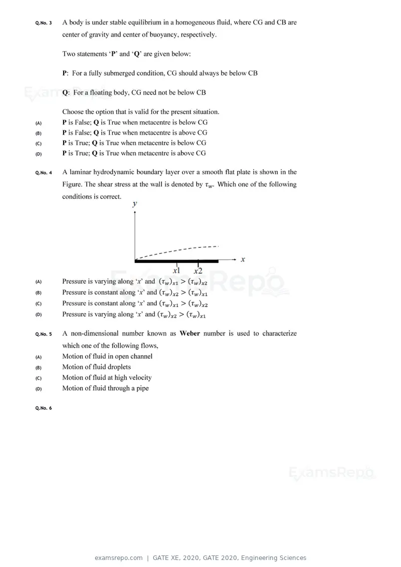 GATE XE 2020 question paper, GATE 2020, Engineering Sciences, page 6 of 45