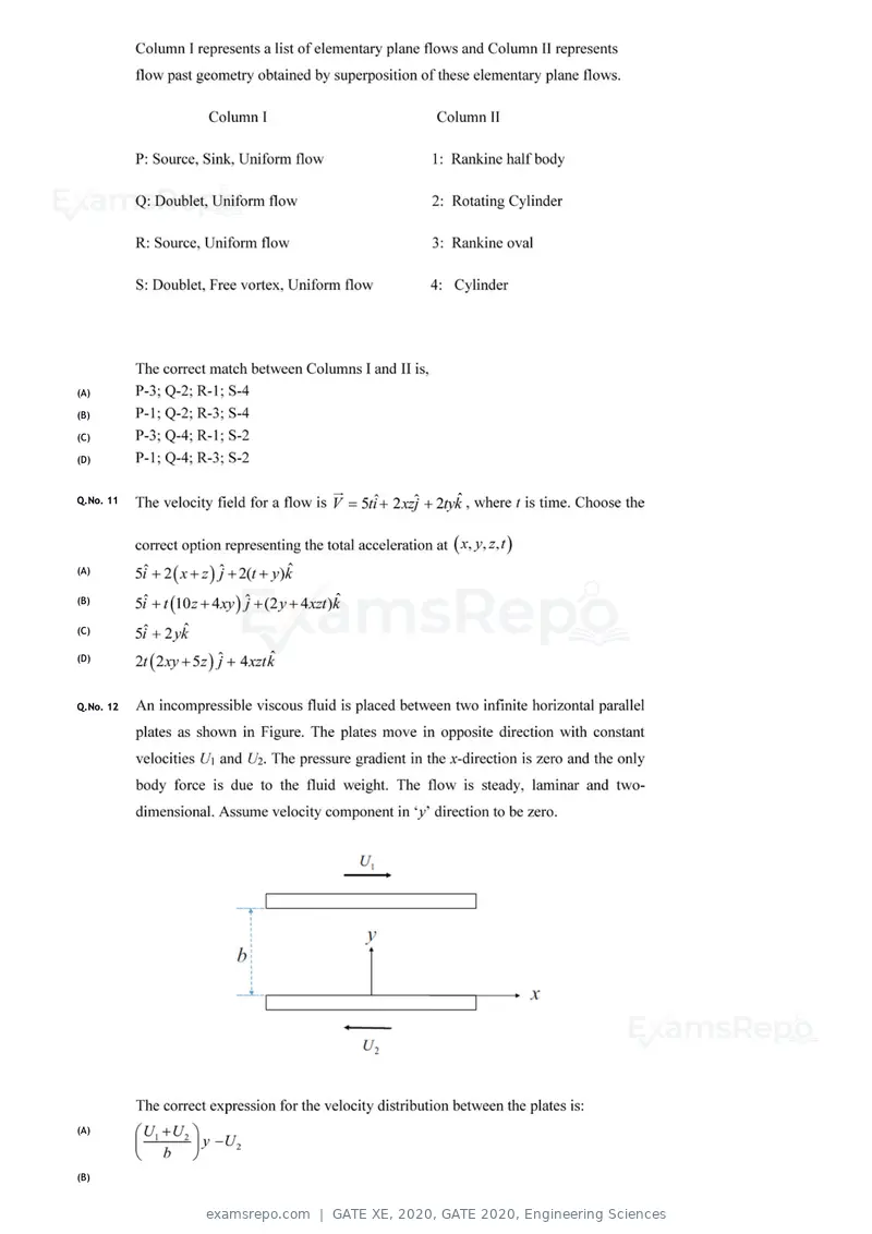 GATE XE 2020 question paper, GATE 2020, Engineering Sciences, page 8 of 45