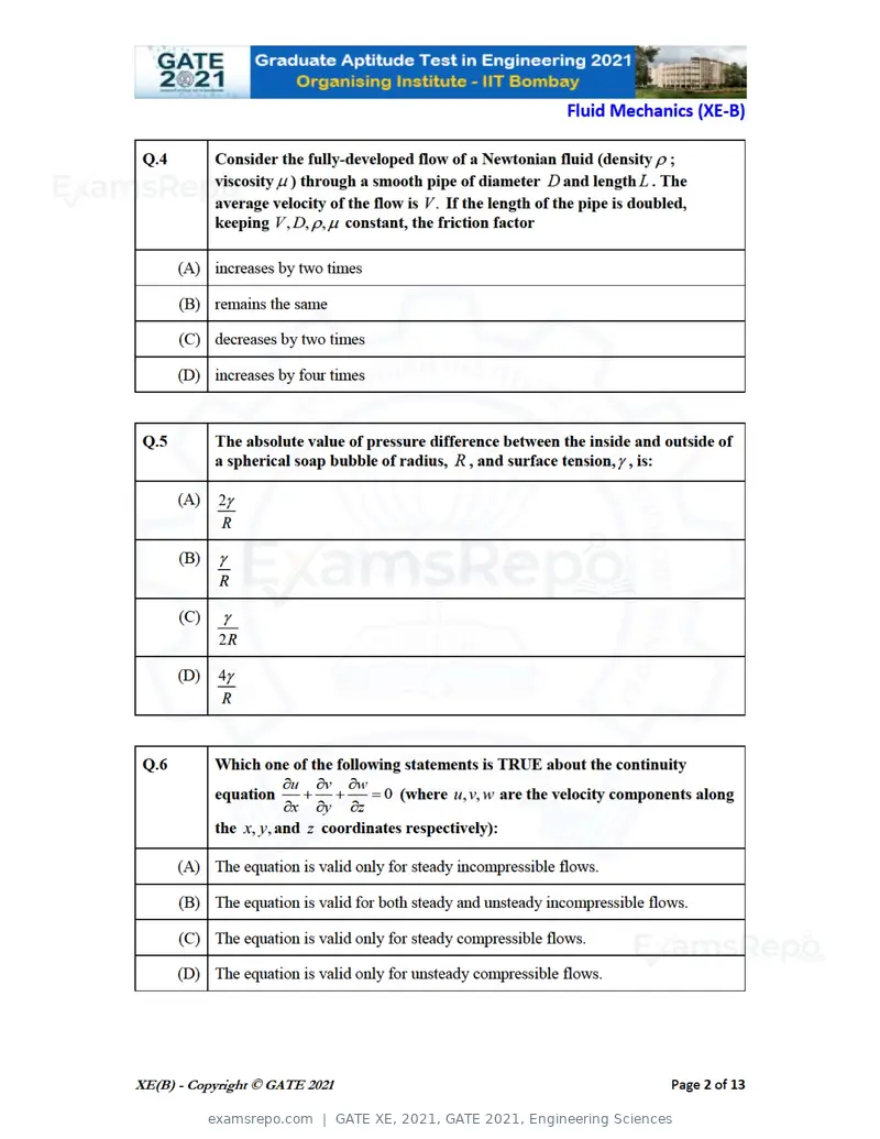 GATE XE 2021 question paper, GATE 2021, Engineering Sciences, page 14 of 93