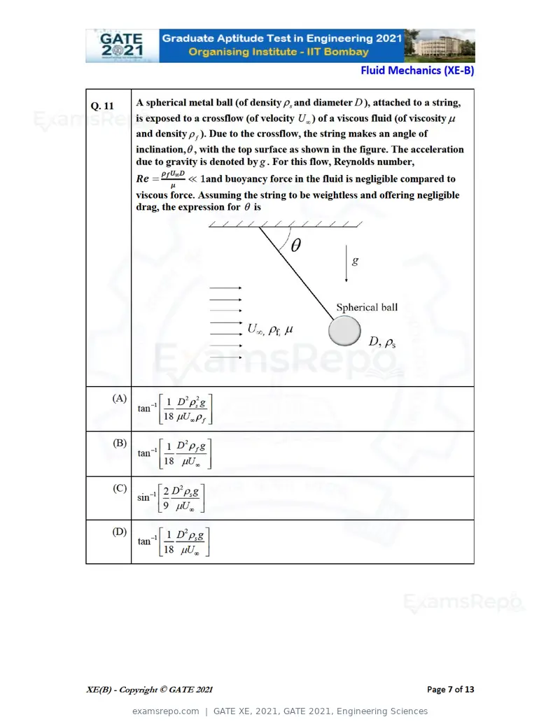 GATE XE 2021 question paper, GATE 2021, Engineering Sciences, page 19 of 93