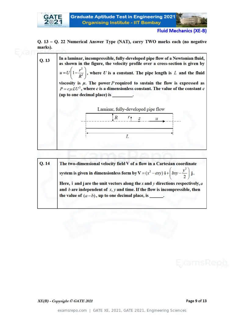 GATE XE 2021 question paper, GATE 2021, Engineering Sciences, page 21 of 93