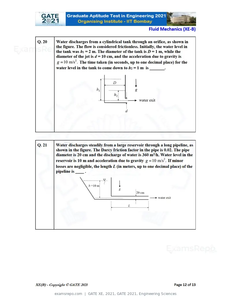 GATE XE 2021 question paper, GATE 2021, Engineering Sciences, page 24 of 93
