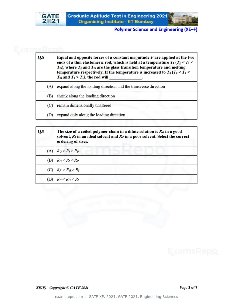 GATE XE 2021 question paper, GATE 2021, Engineering Sciences, page 67 of 93