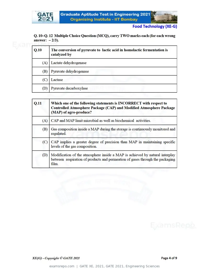 GATE XE 2021 question paper, GATE 2021, Engineering Sciences, page 76 of 93