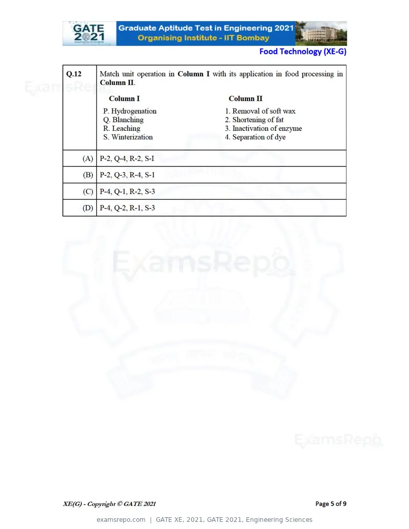 GATE XE 2021 question paper, GATE 2021, Engineering Sciences, page 77 of 93