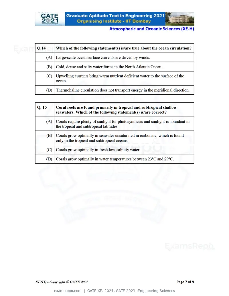 GATE XE 2021 question paper, GATE 2021, Engineering Sciences, page 89 of 93