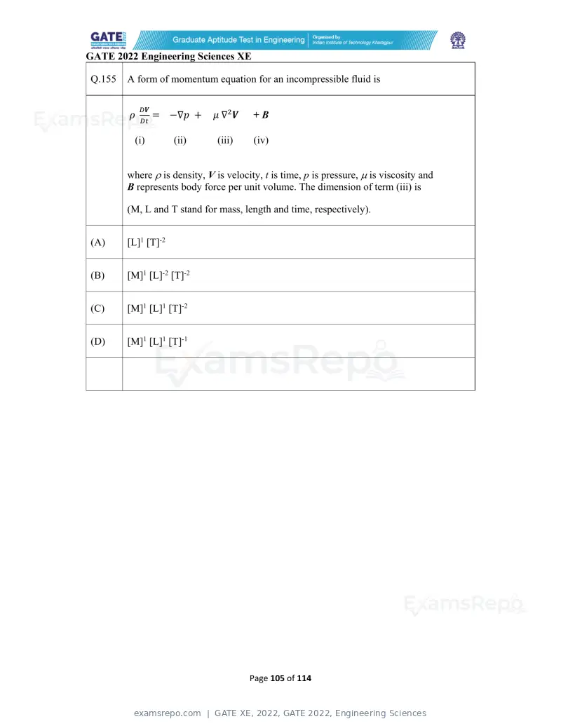 GATE XE 2022 question paper, GATE 2022, Engineering Sciences, page 105 of 118