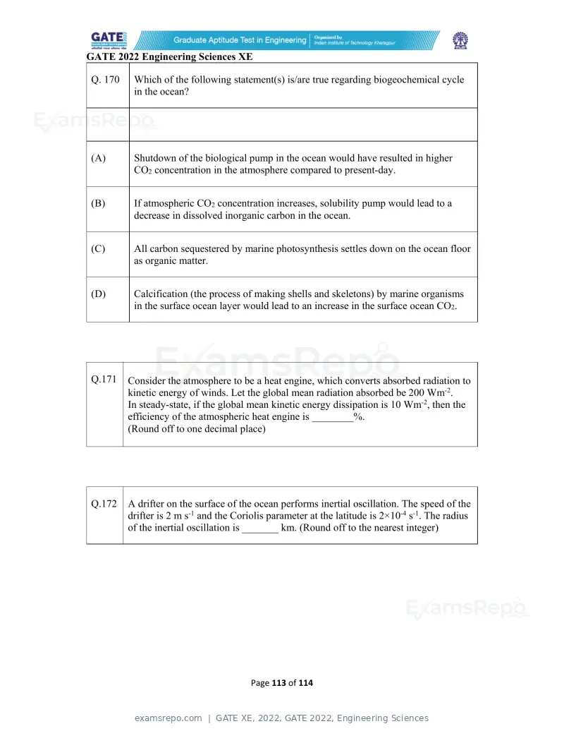 GATE XE 2022 question paper, GATE 2022, Engineering Sciences, page 113 of 118