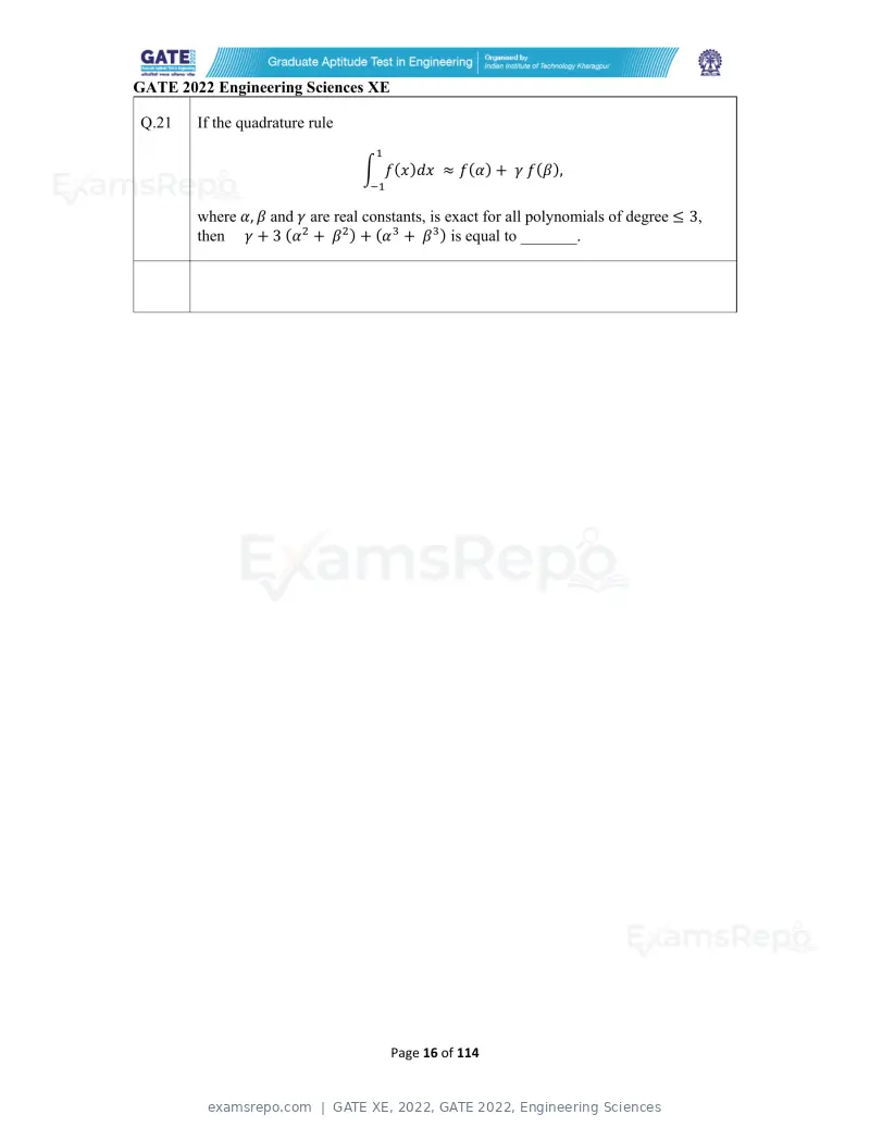GATE XE 2022 question paper, GATE 2022, Engineering Sciences, page 16 of 118