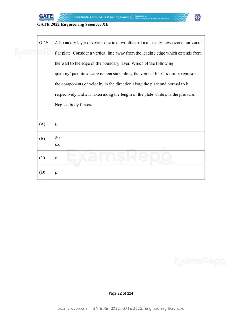 GATE XE 2022 question paper, GATE 2022, Engineering Sciences, page 22 of 118