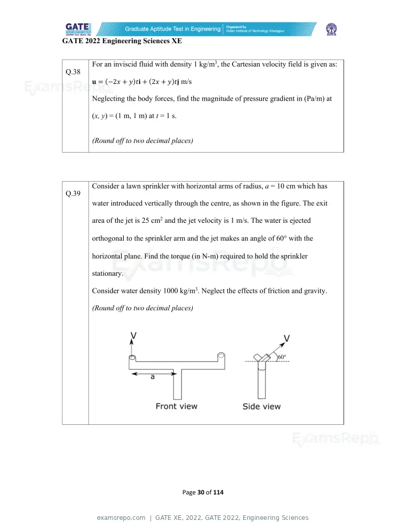 GATE XE 2022 question paper, GATE 2022, Engineering Sciences, page 30 of 118