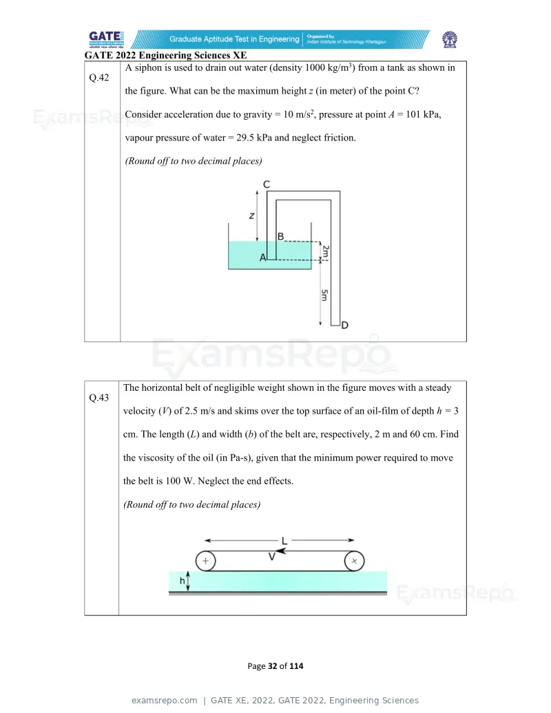 GATE XE 2022 question paper, GATE 2022, Engineering Sciences, page 32 of 118