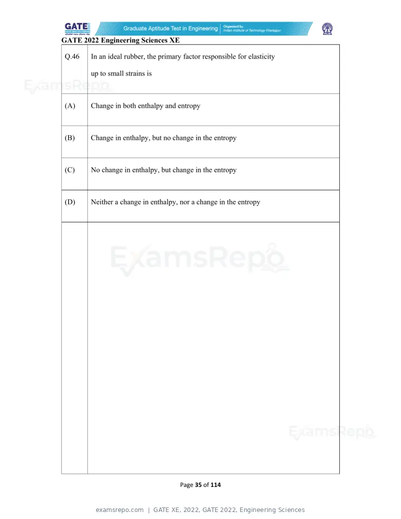 GATE XE 2022 question paper, GATE 2022, Engineering Sciences, page 35 of 118