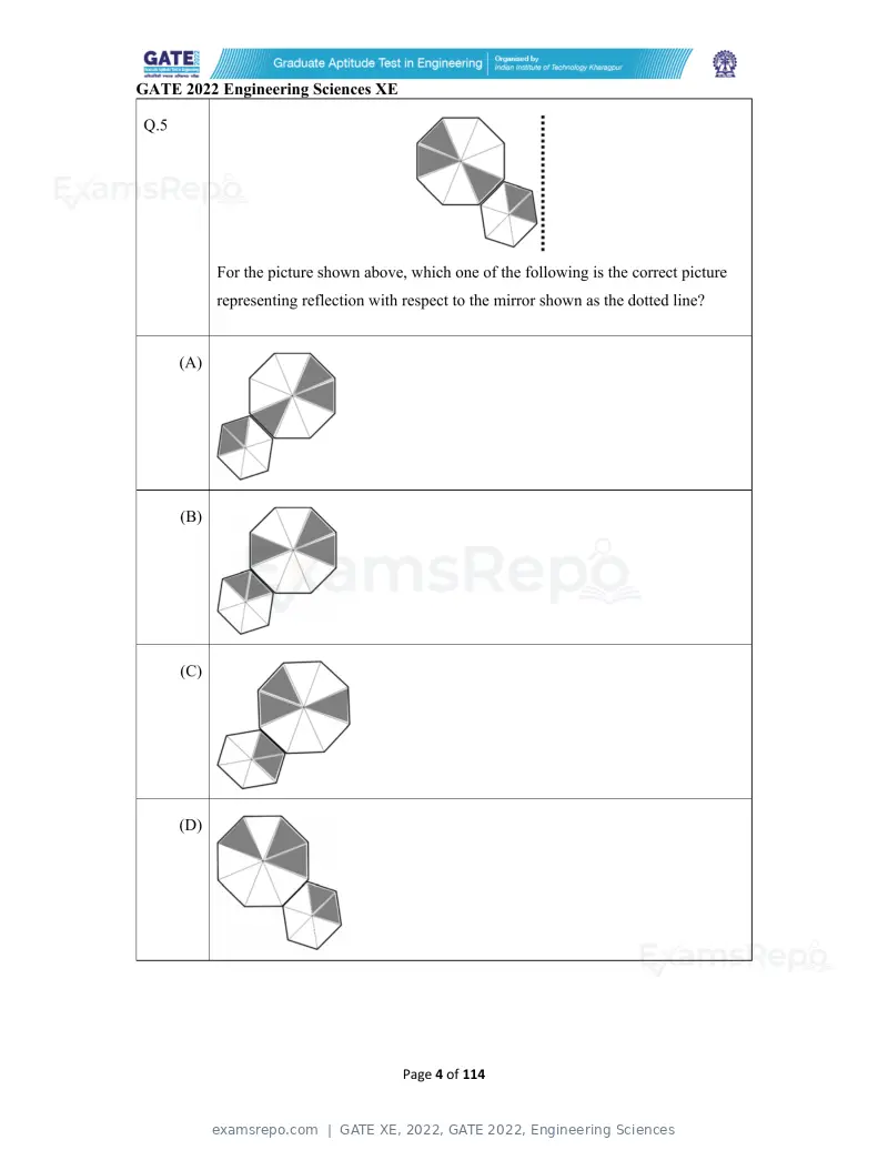GATE XE 2022 question paper, GATE 2022, Engineering Sciences, page 4 of 118