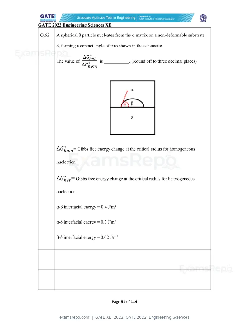 GATE XE 2022 question paper, GATE 2022, Engineering Sciences, page 51 of 118