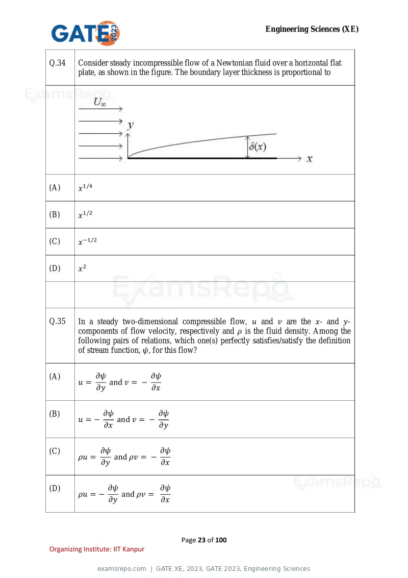 GATE XE 2023 question paper, GATE 2023, Engineering Sciences, page 23 of 100